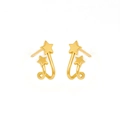 Minimalist double star stud earrings in gold finish with s925 silver needle on white base - Gold Double Stars