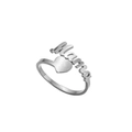 Adjustable silver Mama ring with a polished heart charm for Mother's Day gifts - Solid Heart / Silver