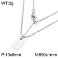 Silver stainless steel box chain necklace with rectangle pendant engraved with letter F - Silver Letter F Style (KN293672-Z)