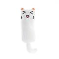 Close-up of white plush catnip toy with orange ears and cute embroidered expression - No Packaging / White Emoji Cat