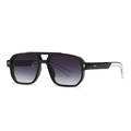 Modern double bridge aviator sunglasses with black frame and gradient lenses for a retro look - Black Frame Transparent Leg