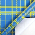 Self-adhesive blue and yellow plaid gift wrapping paper with a grid patterned backing - Style 4 (Blue Yellow Plaid) / 3 Meters