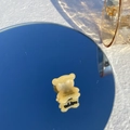 Mini pince à cheveux ours en acétate ambré avec sceau doré France Handmade au dos - Ours Orange Gelée