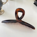 Minimalist large amber tortoise shell hair claw clip with strong metal spring for women - Hanger (Approx 15cm) / Matte Red Brown