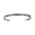 Detail of silver stainless steel cuff showing engraved motivational quote and crown icon - Niece Steel Color (B1022)