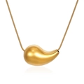 Golden hollow teardrop pendant necklace with a sleek snake chain in a minimalist style - Gold