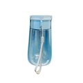 Borraccia portatile per animali con ciotola pieghevole azzurra e cinturino bianco - Blu
