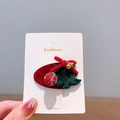 Weihnachts-Haarspange mit Plüsch-Tannenbaum in Rot und Grün und goldenem Glöckchen - 2# Grüner Baum Haarklammer