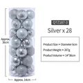Set de 28 bolas de Navidad plateadas de 6cm en acabados mate y brillo con caja cilíndrica - 28 Unidades / Plateado