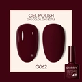 7.5ml deep burgundy gel polish G062 showing glossy and matte soak-off finishes - Wine Red (062)
