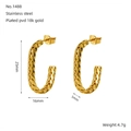 18K PVD vergoldete Edelstahl C-Form Creolen mit gedrehter Textur 25x16x5mm - C-Form Geflochtener Stil (1488) / Gold