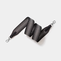 Adjustable black and silver grey woven wide shoulder strap with silver lobster clasps - Width 5cm Length 70cm / Black Strap Gold Buckle