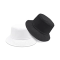 Classic double-sided cotton bucket hats in black and white with reinforced stitched brims - Black Outside White Inside