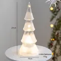 Glow glass Christmas tree lamp with frosted snow finish, 27cm height desktop decor - Frosted Snow Glowing Style (9011)
