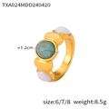 Anello in acciaio titanio dorato con gemme verdi e bianche e guida alle taglie 6/7/8 - Anello d'Oro Misura 6