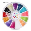 Round 12-slot nail art storage wheel featuring vibrant multicolor round micro beads - Multicolor Round Beads Storage Box (sp0001-08)