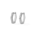 Silver hexagonal hoop earrings featuring minimalist geometric micro-pave cubic zirconia stones - Hexagonal Pavé Zirconia Earrings - Silver (EP5615)
