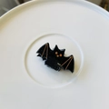 Pinza para el pelo de Halloween con forma de murciélago en acetato negro y naranja - Mini Pequeño Murciélago Feliz