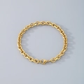 Elegante bracciale a catena O in acciaio inossidabile dorato con maglie ovali e moschettone - Chiusura a Moschettone (Taglio Piatto 5,4 mm) - Oro / Collana 45cm