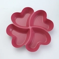 Pink heart-shaped four-compartment plastic fruit platter with elegant gold trim edges - Rose Red-Clover Dish