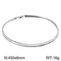 Flache silberne Schlangenkette aus Edelstahl 450x6mm mit Karabinerverschluss - Silberne Breite Version (KN107102-Z) / 450x6mm