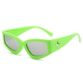 Gafas de sol Y2K ojo de gato verde fluorescente con adornos de estrella plateada - Montura Verde Lentes de Espejo