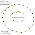 Detail specifications for 18K gold plated stainless steel necklace and bracelet set with blue beads - Blue Beads Style (S-H543 S-N552)