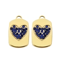 Pendente rettangolare dorato con cuore di zircone blu per creazione di gioielli - Blu Reale