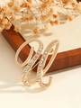 Elegant gold letter H brooch with white rhinestones for a sophisticated look - Gold Letter U