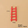 Mini scala per casa delle bambole in legno rosso, 6,7 x 2,8 cm, decorazione natalizia - Scala
