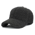 Berretto da baseball nero in pile sherpa spesso con visiera curva e trama riccia - grigio scuro