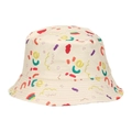 Beigefarbener Fischerhut mit bunten Regenbogenmustern und 'nice' Graffiti-Druck - M (56-58cm) / Khaki