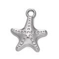 Single starfish pendant accessory in silver finish for DIY jewelry necklaces - Steel 525# Small Starfish / 13.5*16mm