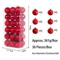 Set di 36 palline di Natale rosse con finiture opache lucide e glitterate da 6cm - Rosso