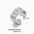 Anello a foglia regolabile in acciaio inossidabile placcato oro 18K stile piuma - Color Acciaio