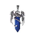 Pendente a forma di drago in argento con pietra naturale di lapislazzuli blu fantasy - Pendente in Lapislazzuli