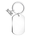 Detail of polished silver stainless steel dog tag keychain with a 2023 pendant for DIY - Stainless Steel 2023 Charm