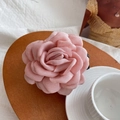 Elegant dried rose pink fabric flower hair claw clip with silk texture on wooden tray - 10cm Light Pink Rose Claw Clip