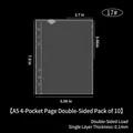 A5 4-pocket clear card sleeves for 3-inch photos, 10 sheets double-sided binder inserts - A5 4-Pocket Double-Sided Pages 10 Sheets 17#
