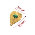 Golden heart-shaped jewelry connector with green malachite stone inlay, 21x29mm size - 21mmx29mm / Green (Malachite Color)