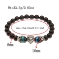 Men's black matte bead bracelet with blue tiger eye stones and silver lion head charm - Blue Tiger Eye Silver Lion Bracelet