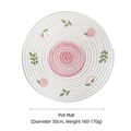 Ins-style round woven cotton coaster with pink floral pattern, 30cm diameter size - Peach Trivet 30cm