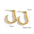 Minimalist 14K gold plated bamboo style C-shape stud earrings in a polished gold finish - Bamboo Texture U-Shape / Gold