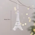 Sparkling Eiffel Tower Christmas tree ornament with 14cm height and elegant white ribbon - Iridescent Tower