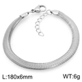 Adjustable silver flat snake bone chain bracelet in stainless steel, size 180x6mm, weight 6g - Silver Bracelet (180x6mm) (KB208475-GC)