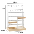 White metal jewelry display stand with wooden base for earrings and necklaces - White