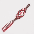 Handmade diamond-shaped tassel keychain in brown and red bohemian woven cotton - Brown/White/Red