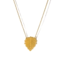 Minimalist gold leaf pendant necklace in stainless steel with hollow leaf vein details - Gold Hollow Leaf