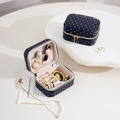 Portable jewelry box with polka dot pattern for rings and earrings storage - Quilted Rhinestone Style (sp01258) / Upgraded Starry Jewelry Box-Shining Black