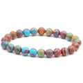 8mm multi-colored tiger eye beads stretch bracelet with vibrant swirling resin textures - Colorful Malachite Style